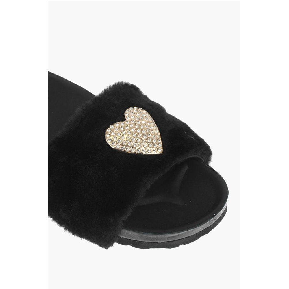 Moschino LOVE faux fur detail BIRKI30 slides - Image 4
