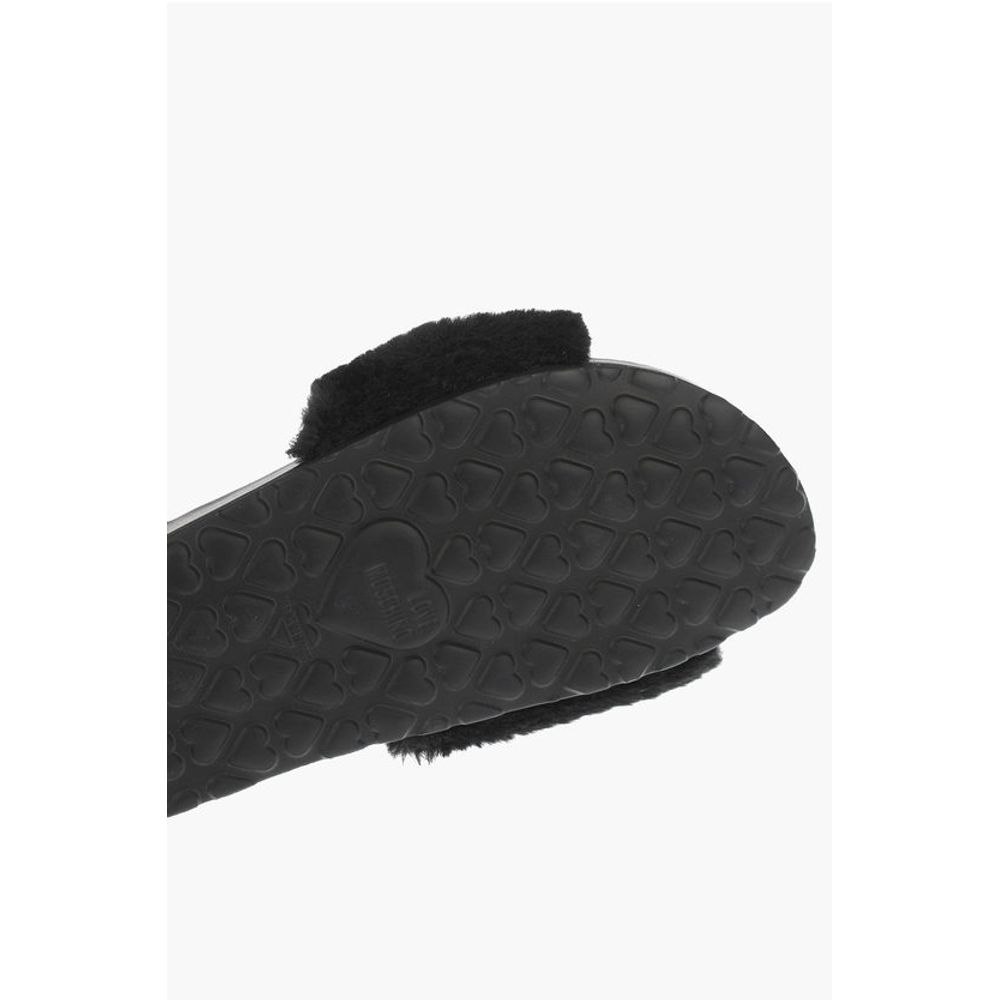 Moschino LOVE faux fur detail BIRKI30 slides - Image 5