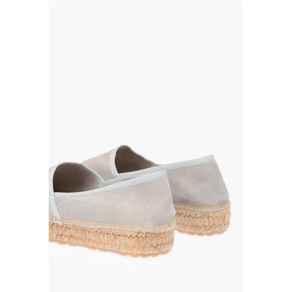 Moschino LOVE Suede Split Leather Platform Espadrilles with Embroider - Image 2