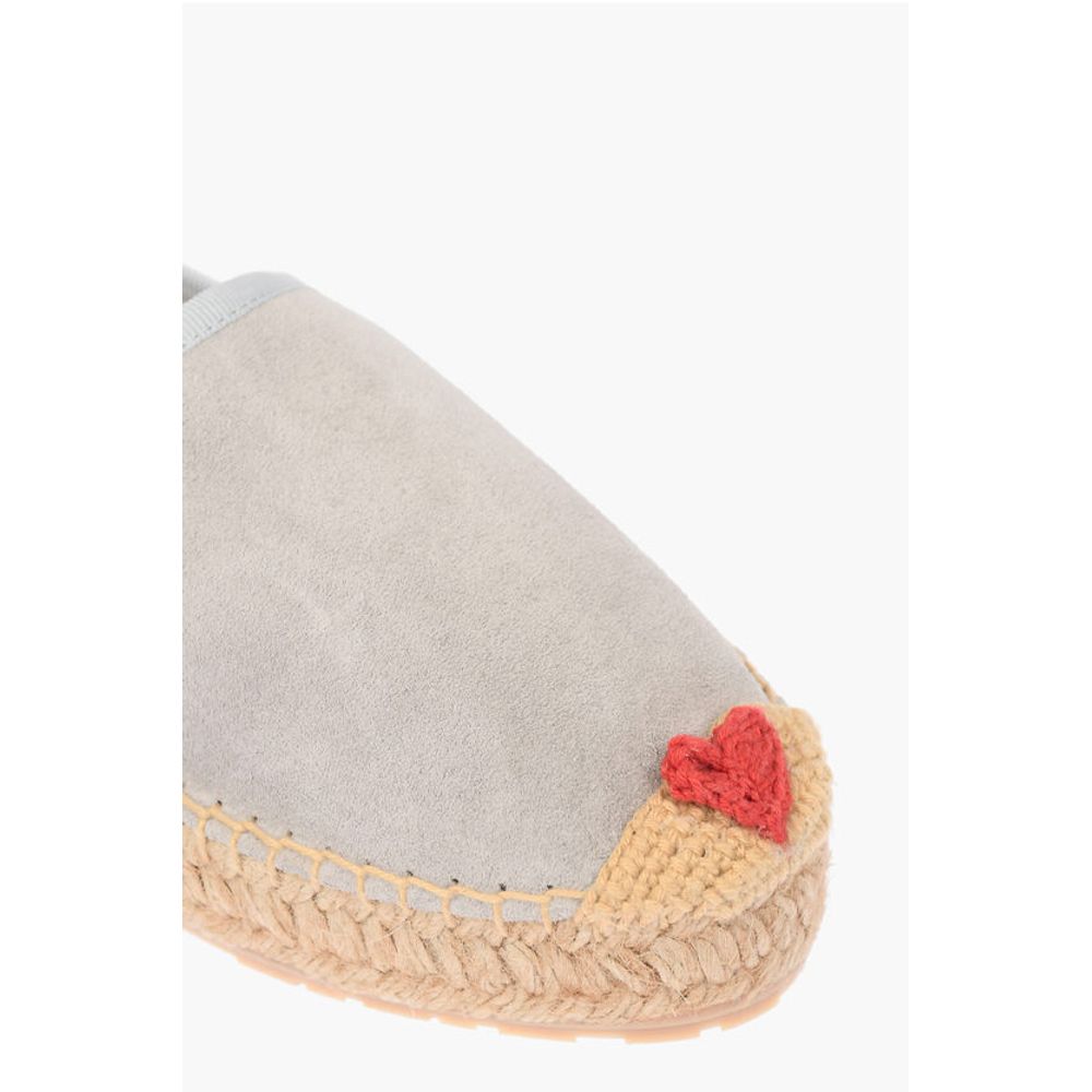 Moschino LOVE Suede Split Leather Platform Espadrilles with Embroider - Image 4