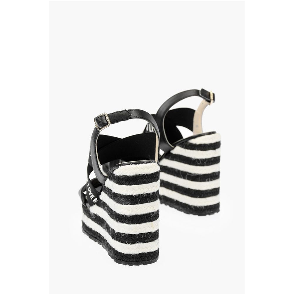 Moschino LOVE Leather Wedge Sandals with Logo 12cm - Image 2