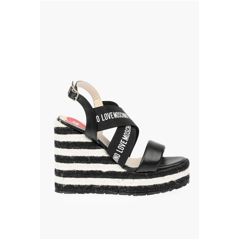 Moschino LOVE Leather Wedge Sandals with Logo 12cm - Image 3