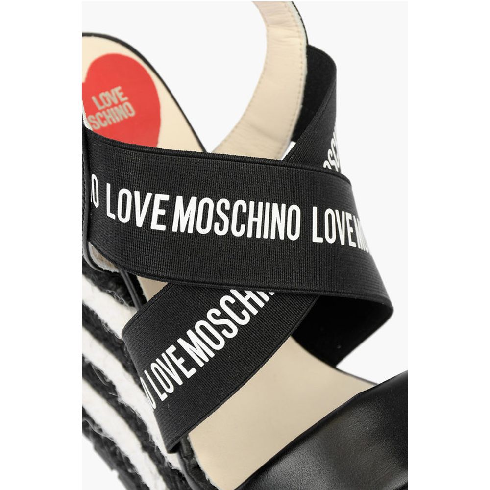 Moschino LOVE Leather Wedge Sandals with Logo 12cm - Image 4