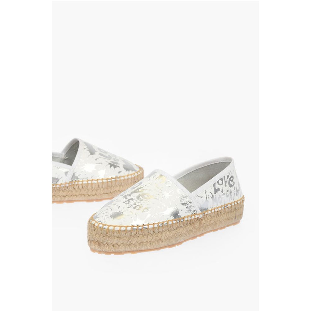 Moschino LOVE Leather SPLASH Platform Espadrilles with Logo 4 cm