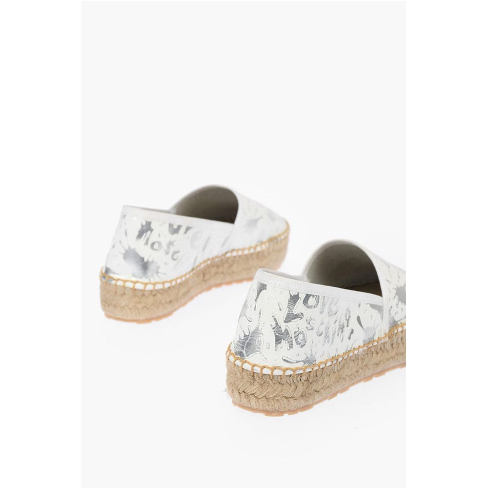 Moschino LOVE Leather SPLASH Platform Espadrilles with Logo 4 cm - Image 2