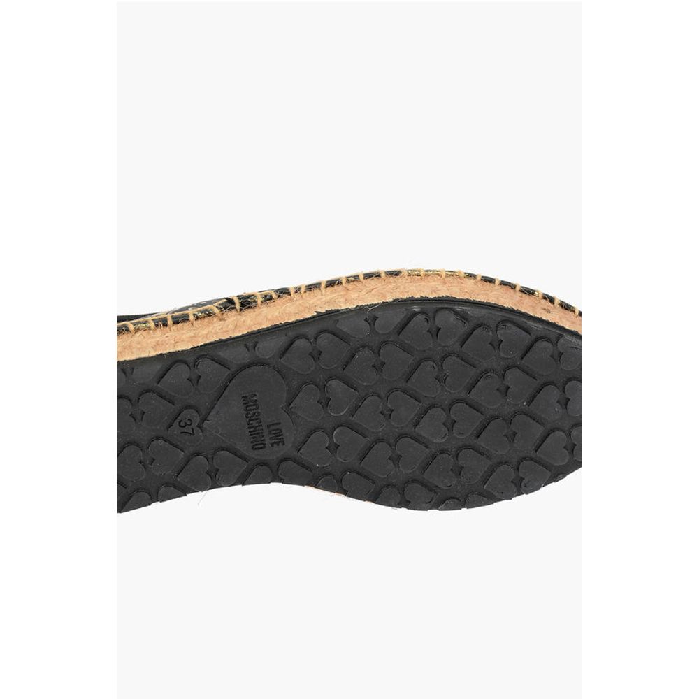 Moschino LOVE Leather SPLASH Platform Espadrilles with Logo 4 cm - Image 5