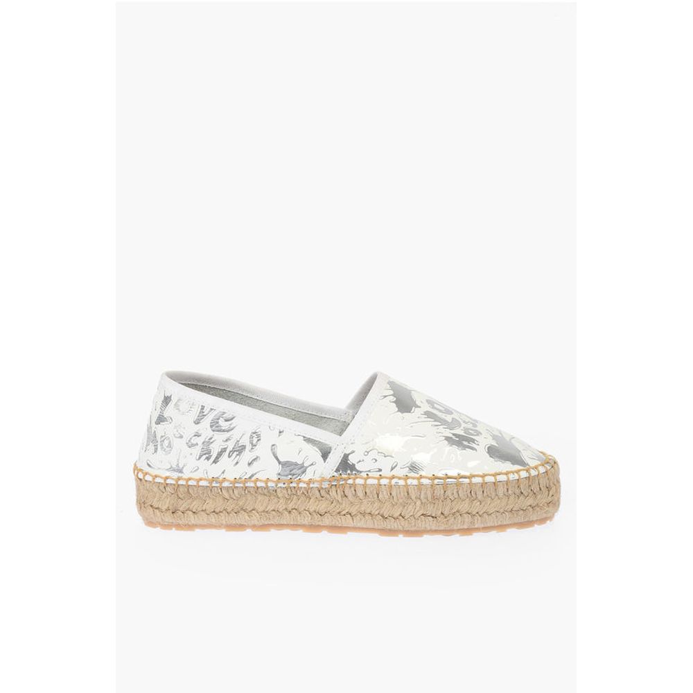Moschino LOVE Leather SPLASH Platform Espadrilles with Logo 4 cm - Image 3