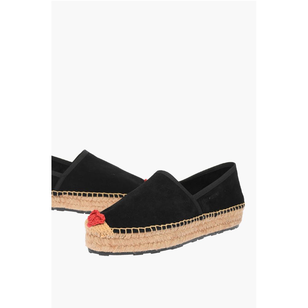 Moschino LOVE Suede Split Leather Platform Espadrilles with Heart Emd