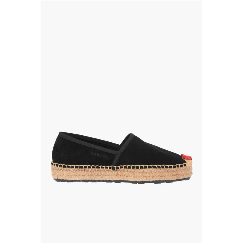 Moschino LOVE Suede Split Leather Platform Espadrilles with Heart Emd - Image 3
