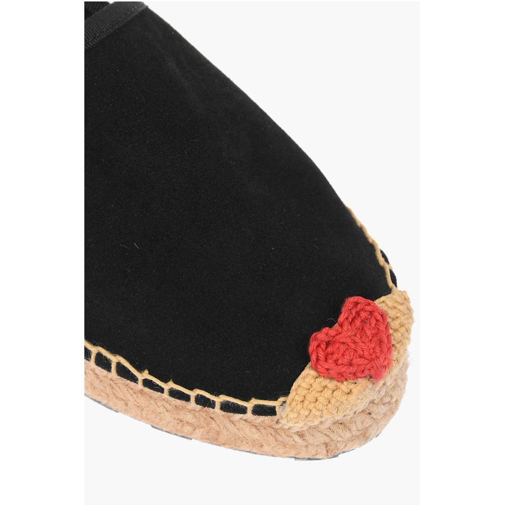 Moschino LOVE Suede Split Leather Platform Espadrilles with Heart Emd - Image 4