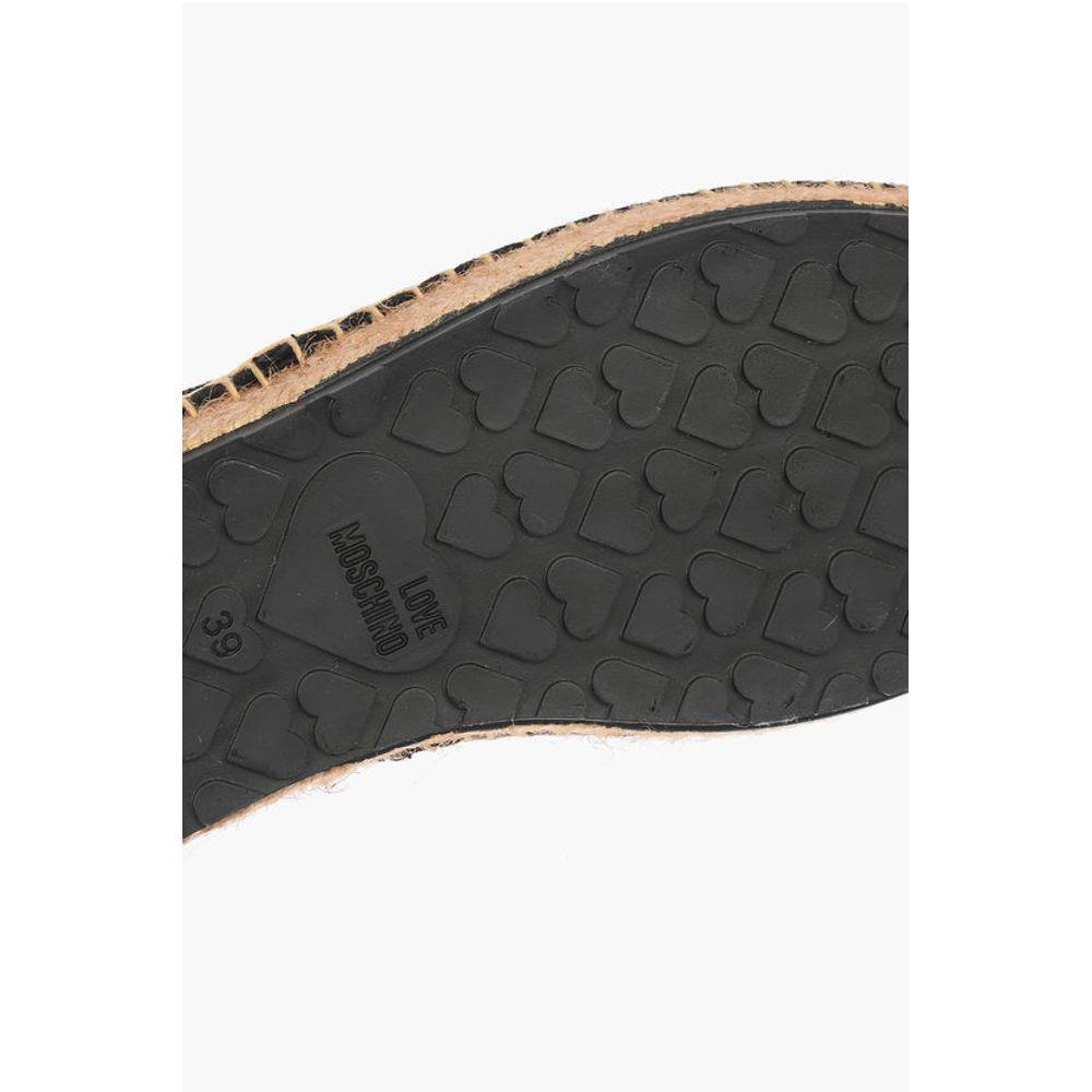 Moschino LOVE Suede Split Leather Platform Espadrilles with Heart Emd - Image 5