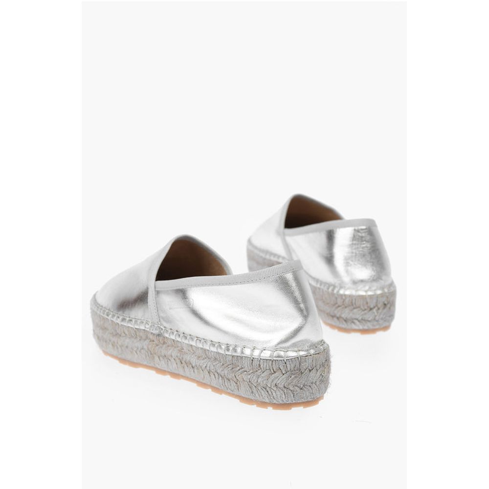 Moschino LOVE Laminated Leather Platform Espadrilles with Logo Engrav - Image 2