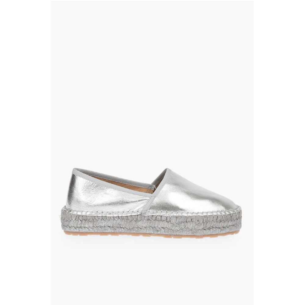 Moschino LOVE Laminated Leather Platform Espadrilles with Logo Engrav - Image 3