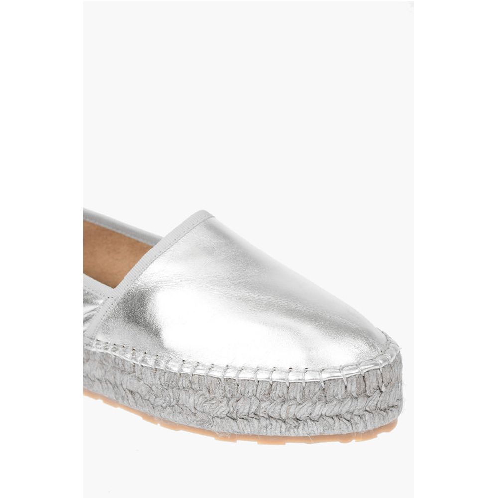 Moschino LOVE Laminated Leather Platform Espadrilles with Logo Engrav - Image 4