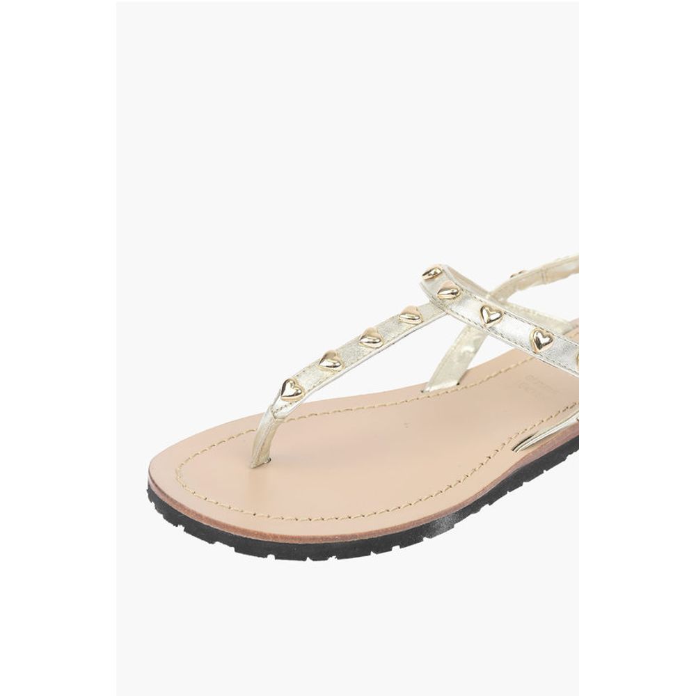 Moschino LOVE Laminated Leather Thong Sandals CAPRI with Studs - Image 4