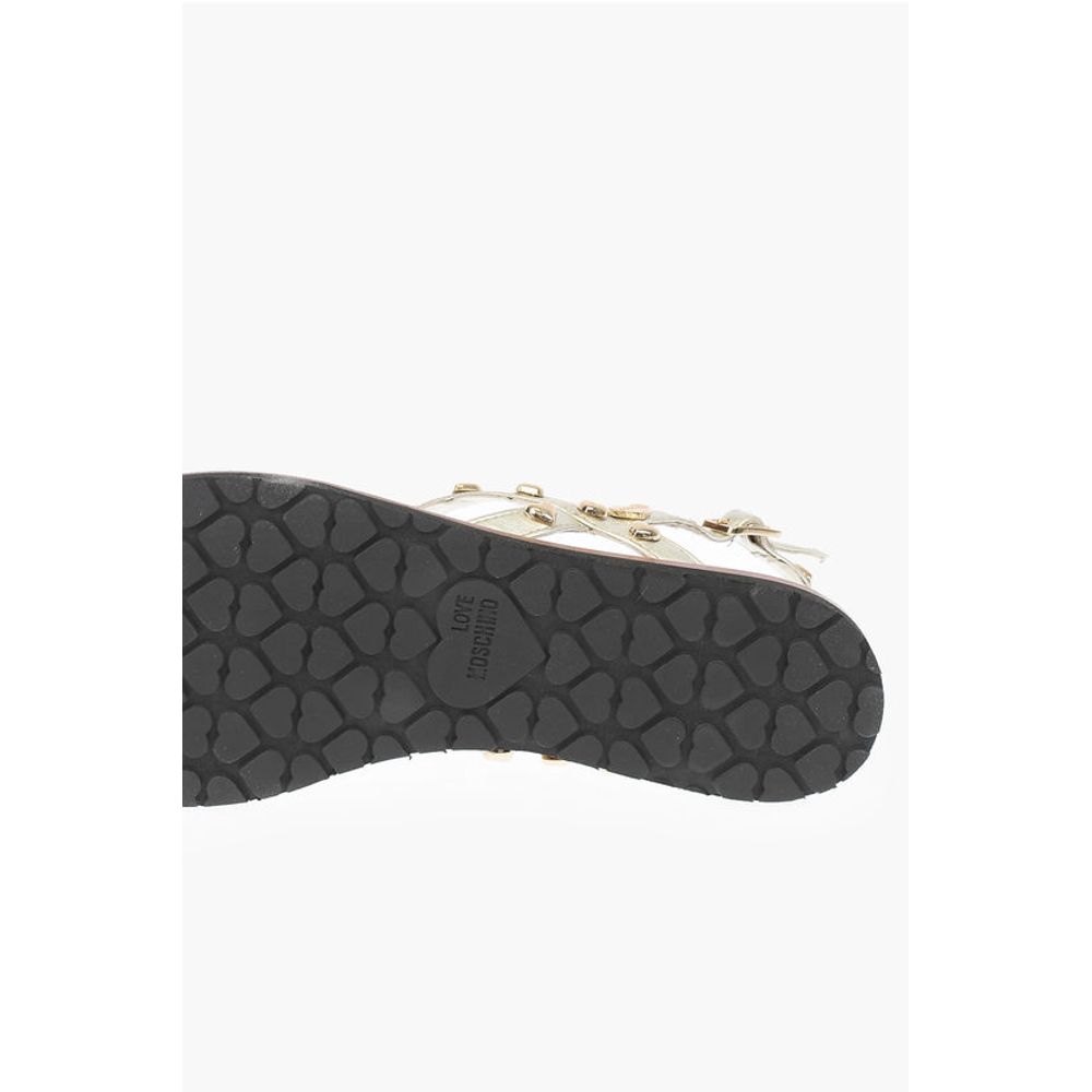 Moschino LOVE Laminated Leather Thong Sandals CAPRI with Studs - Image 5