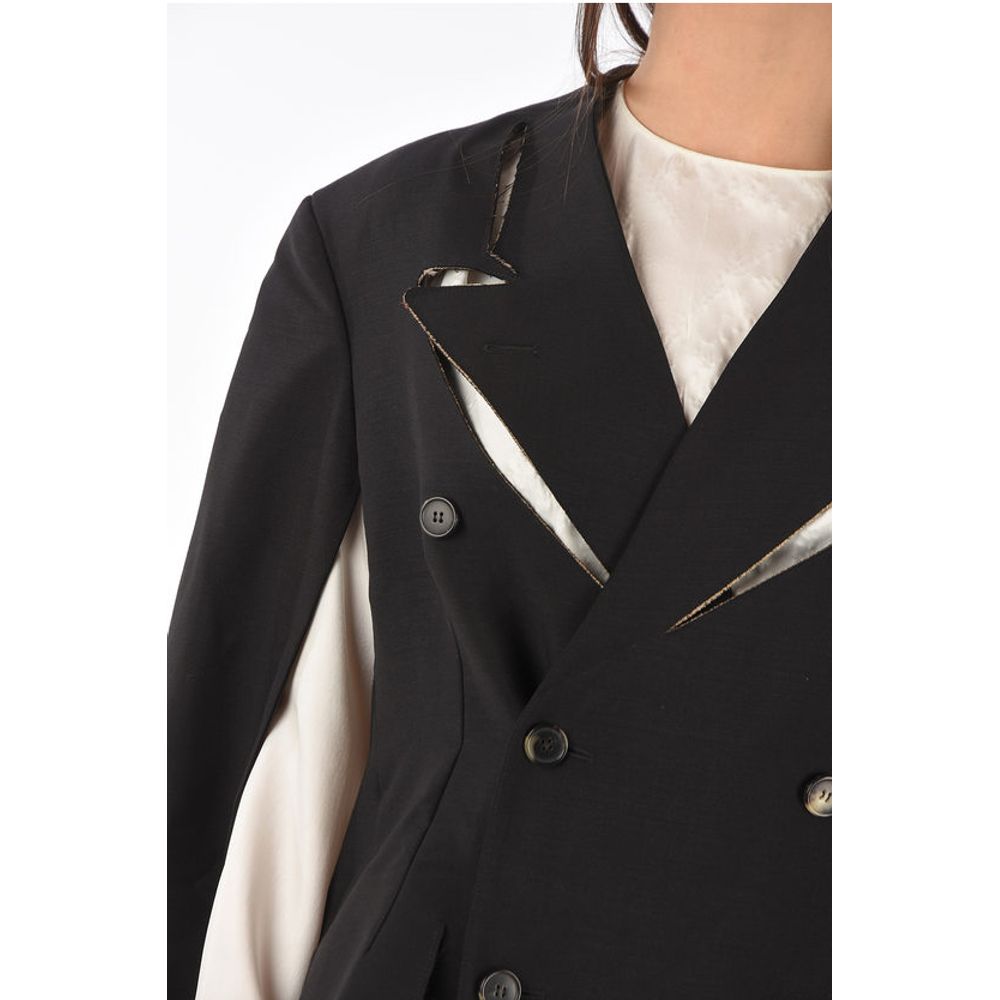 Maison Margiela MM0 cut out details double breasted coat - Image 3