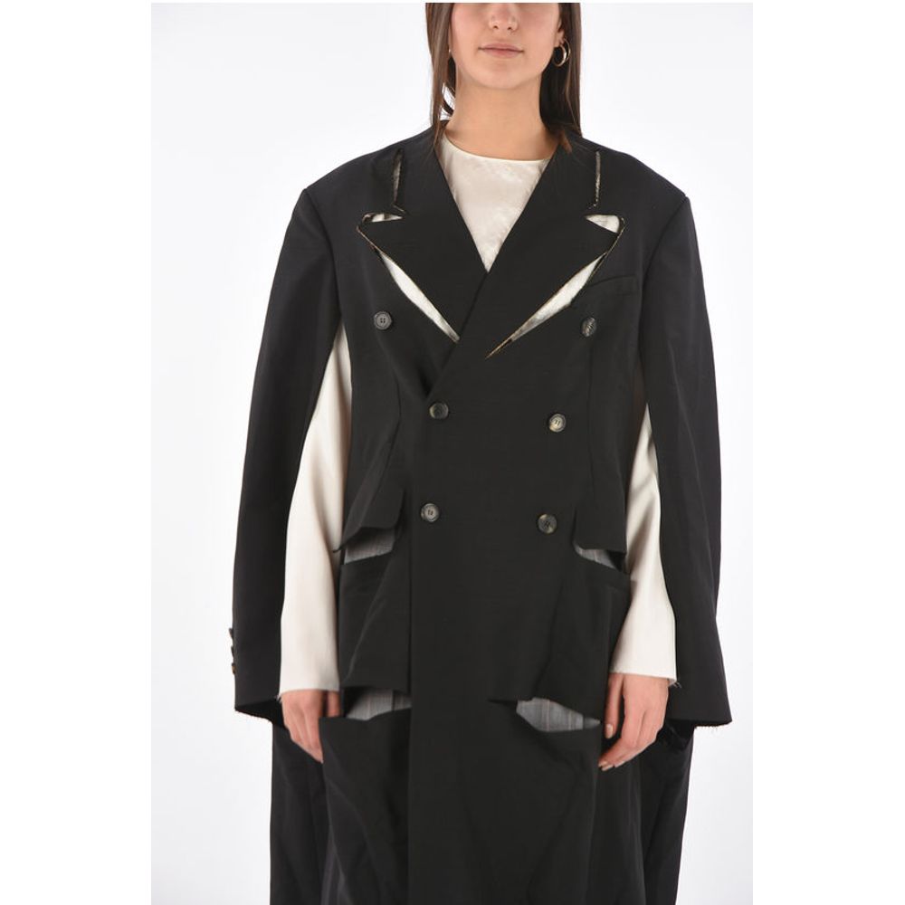 Maison Margiela MM0 cut out details double breasted coat - Image 4