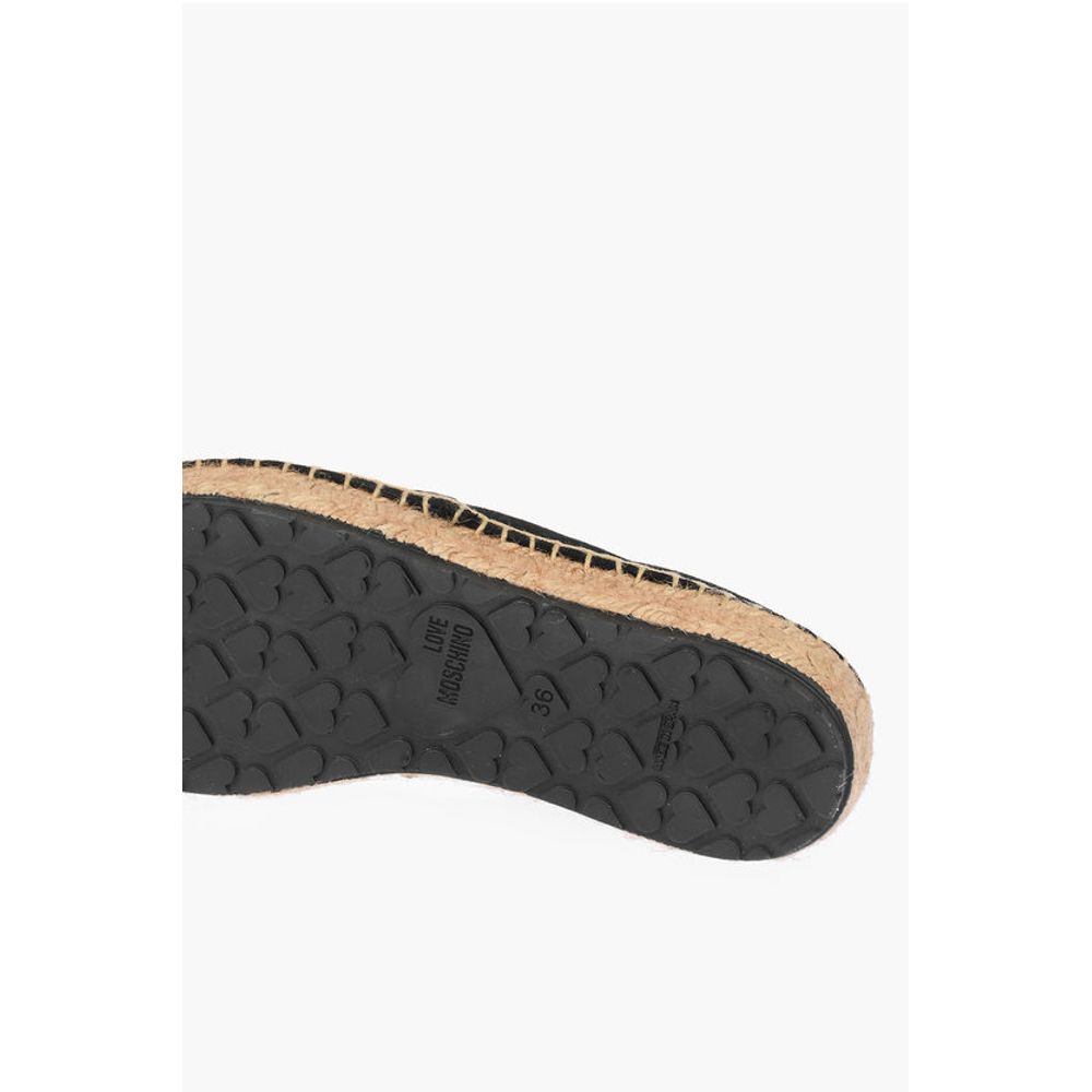 Moschino LOVE Suede Split Leather Platform Espadrilles with Strass Lo - Image 5