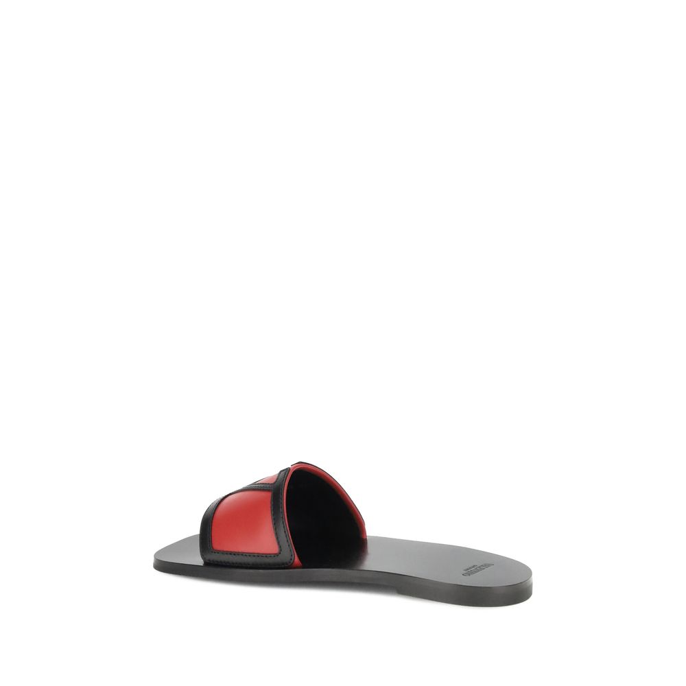 Valentino Garavani Multicolor Calf Leather Bos Taurus Flat Sandals - Image 3