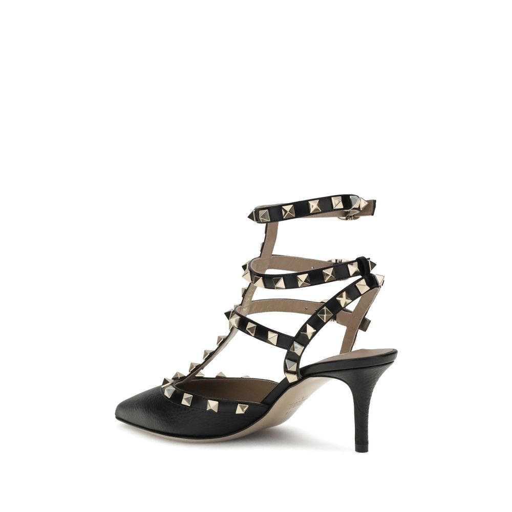 Valentino Garavani Black Calf Leather Bos Taurus High Heel Pumps - Image 3