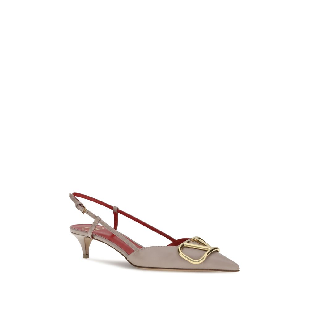 Valentino Garavani Gray Calf Leather Bos Taurus Mid Heel Pumps - Image 2