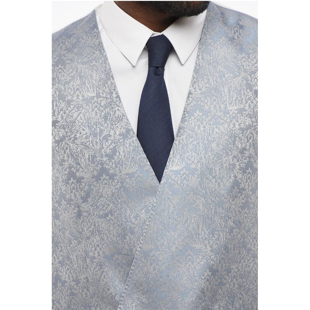 Corneliani Embroidered Silk Double Breasted Vest With Jetted Pockets - Image 3