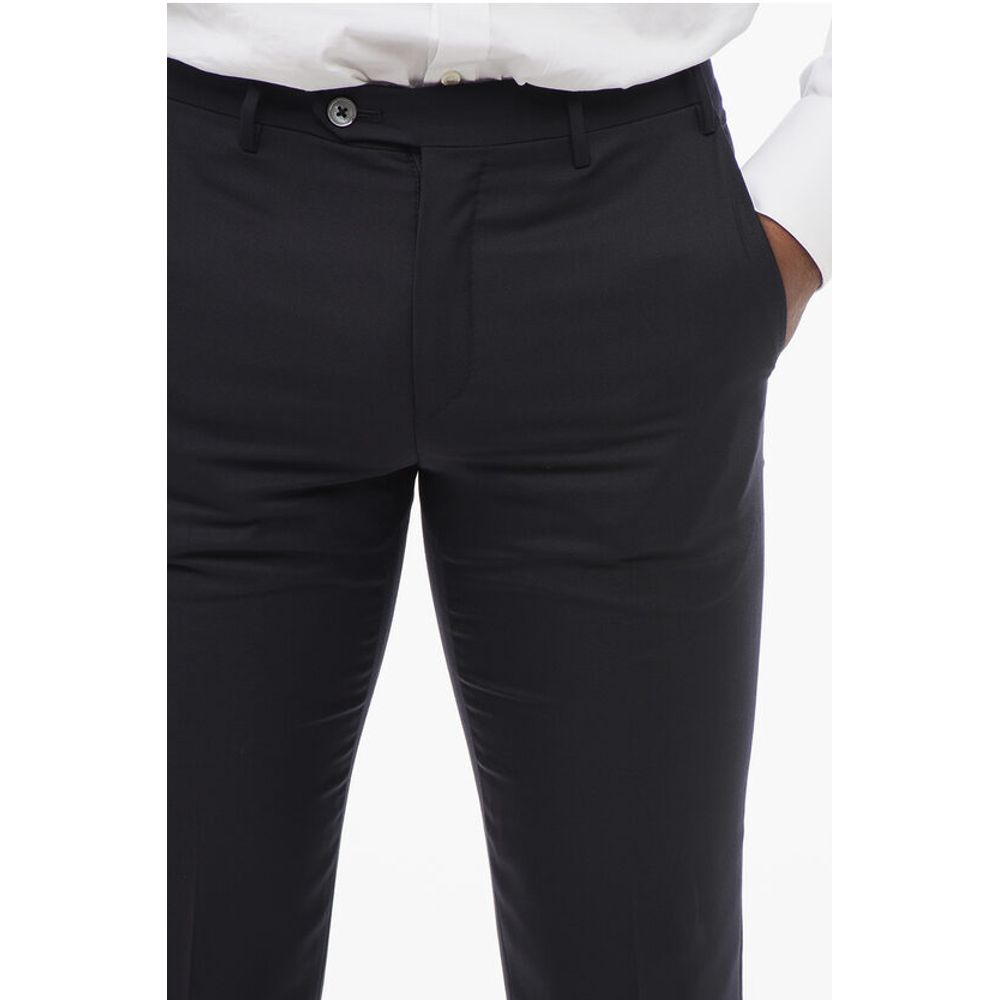 Corneliani Virgin Wool LEADER Pants with Flush Pockets - Image 3