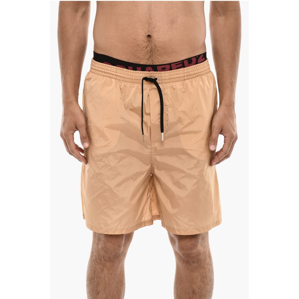 Dsquared² Slip Swimshorts With Logoed Contrasting Waistband