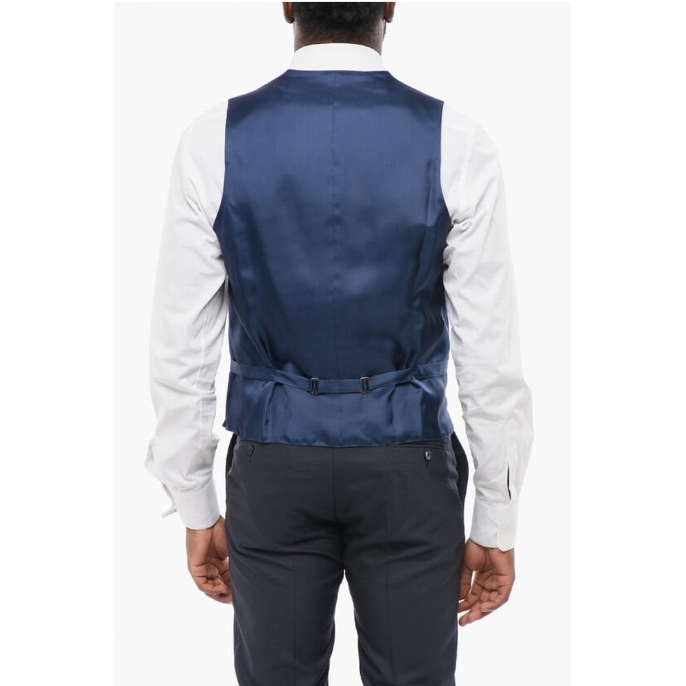 Corneliani CODE Blended Silk Double-Brested Vest with Slit Pocket - Image 2