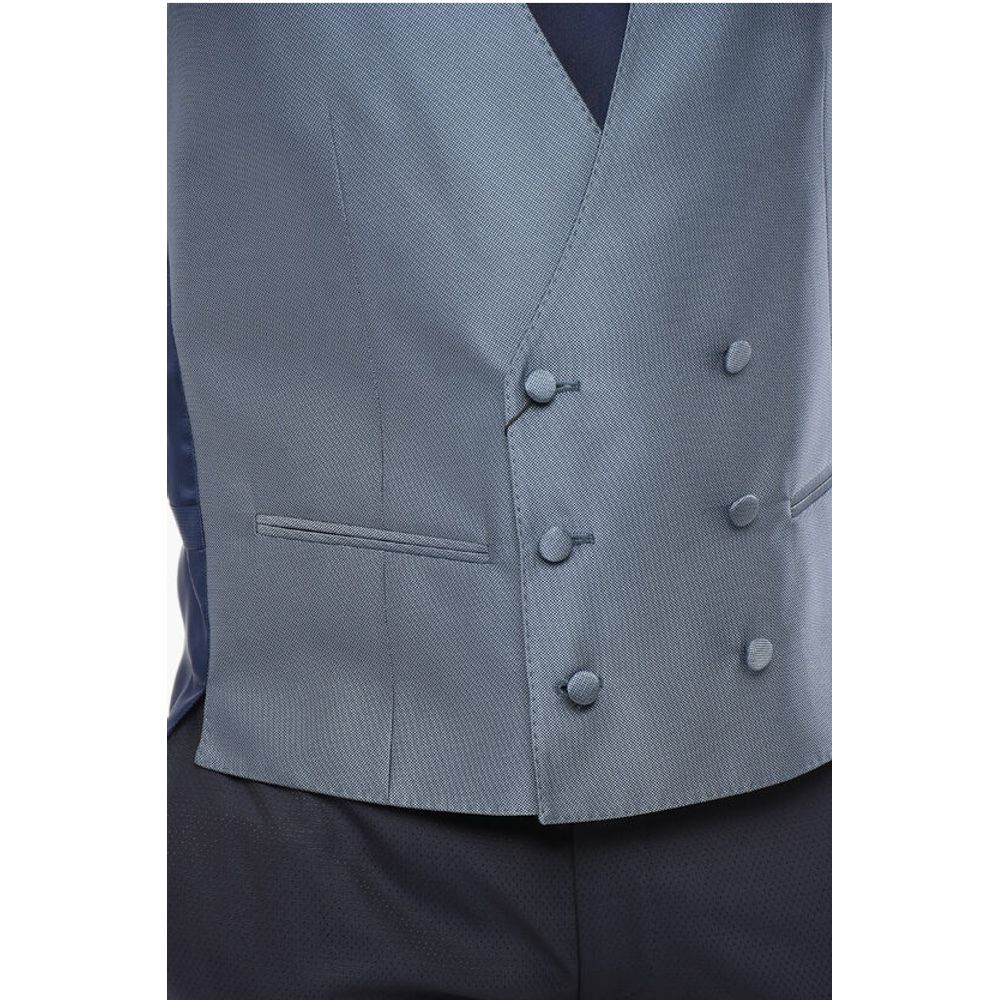 Corneliani CODE Blended Silk Double-Brested Vest with Slit Pocket - Image 3