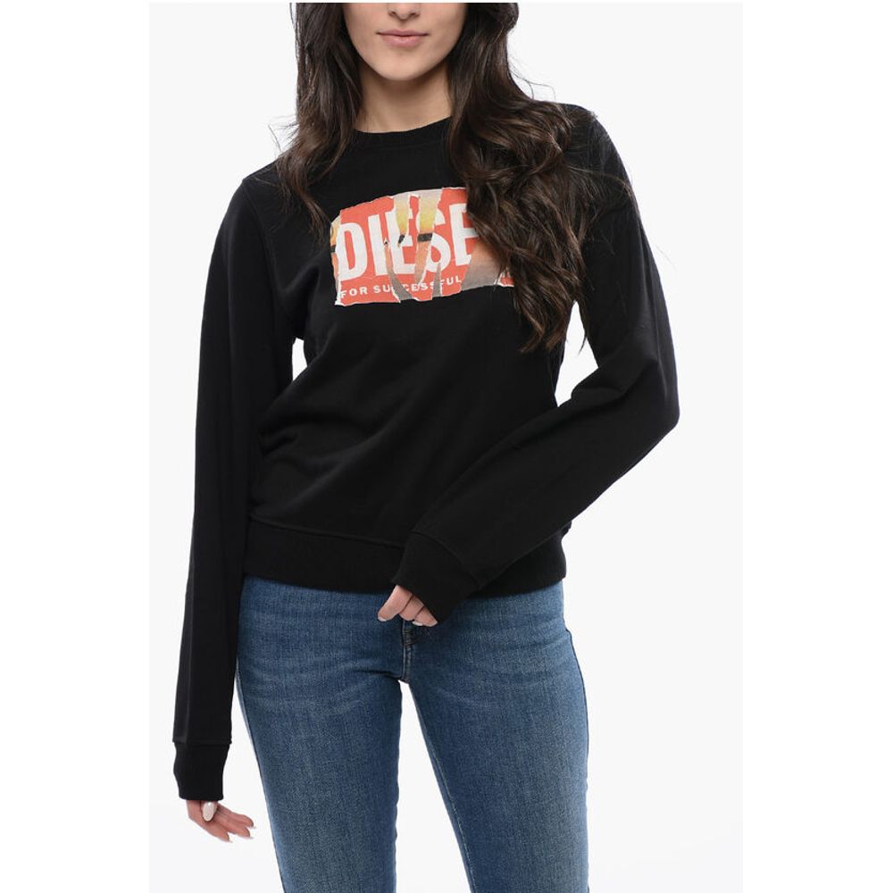 Diesel RED TAG Cotton F-REGGY-POFF Crew-neck Sweatshirt with Fronta