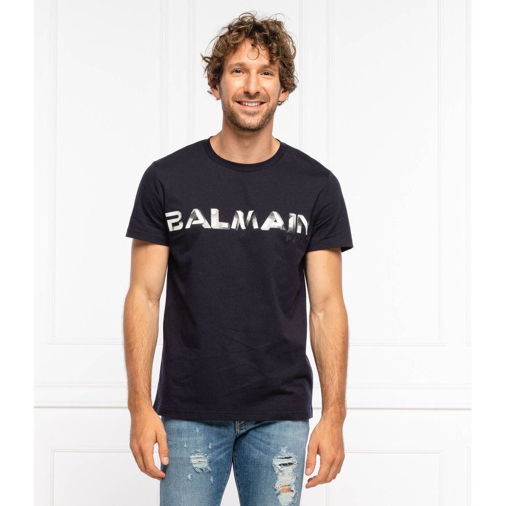 Balmain Blue Cotton T-Shirt - Image 4