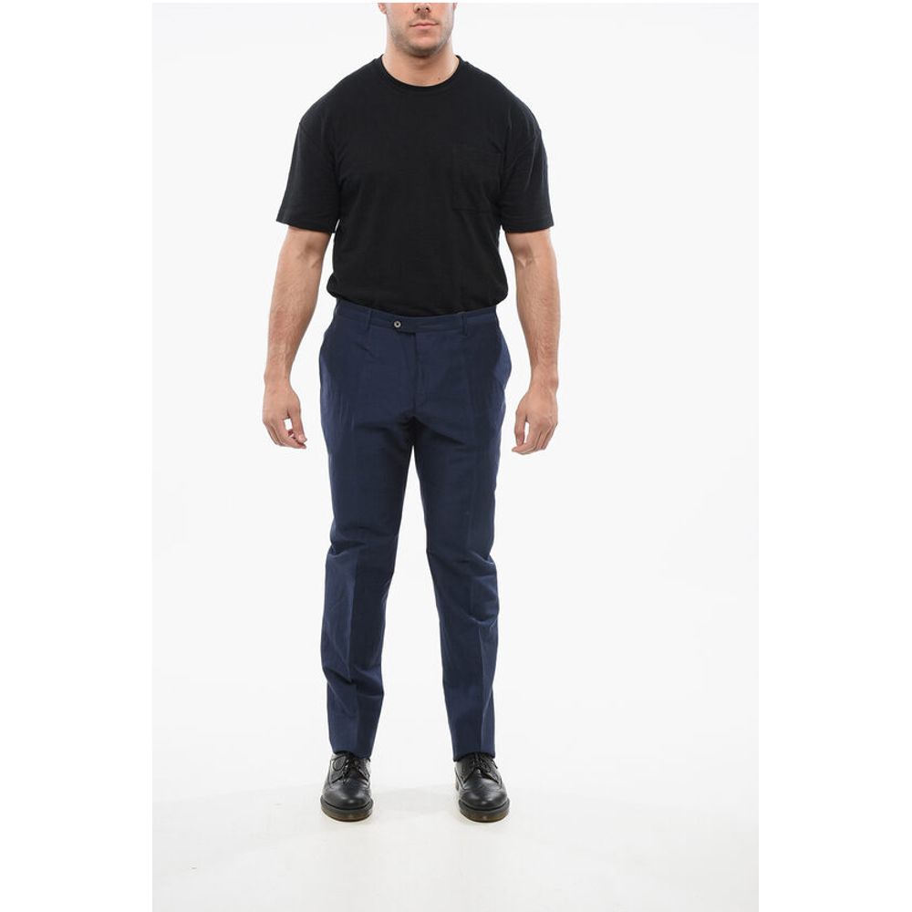 Corneliani Blended Linen Bouclè Effect Pants with Four Pockets - Image 4