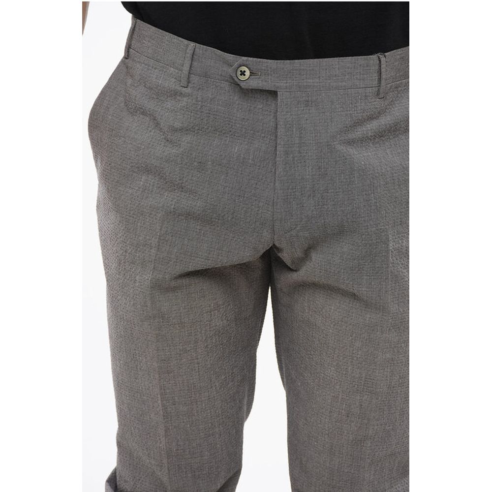 Corneliani Embossed Cotton Pants with Double Buttons Clousure - Image 3