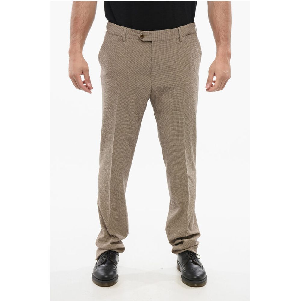 Corneliani Cotton Pants with Micro Check Motif