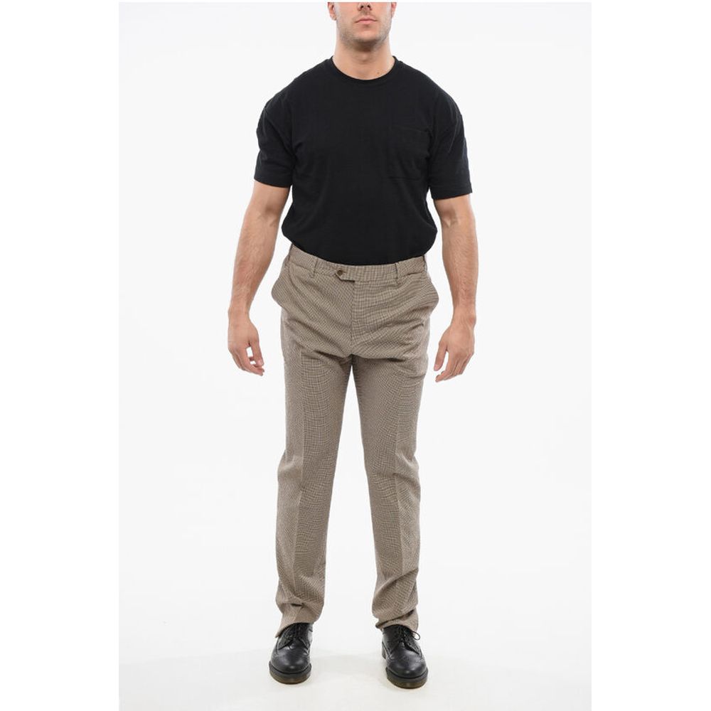 Corneliani Cotton Pants with Micro Check Motif - Image 4