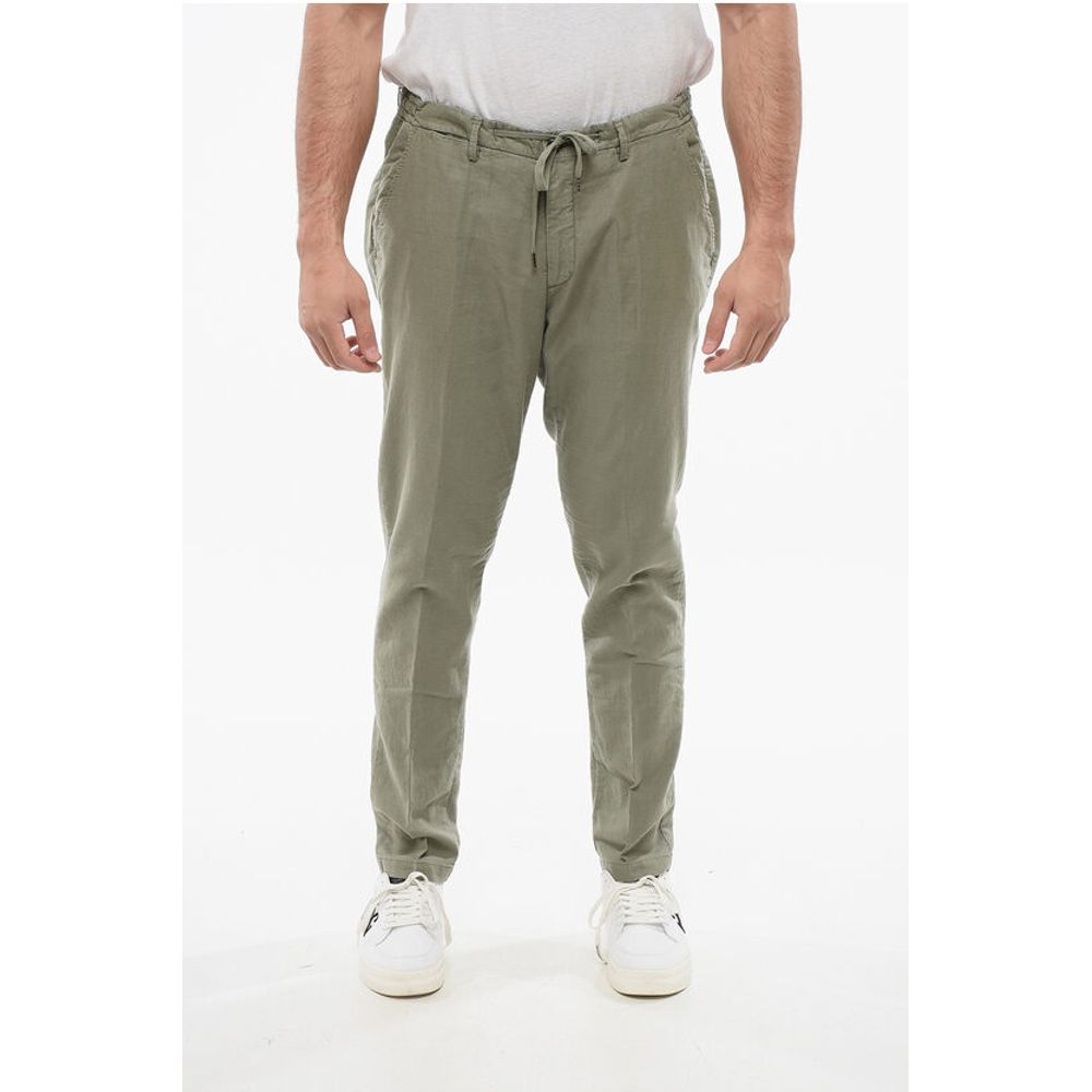 Corneliani CC COLLECTION Linen Blend Pants with Drawstringed Waist