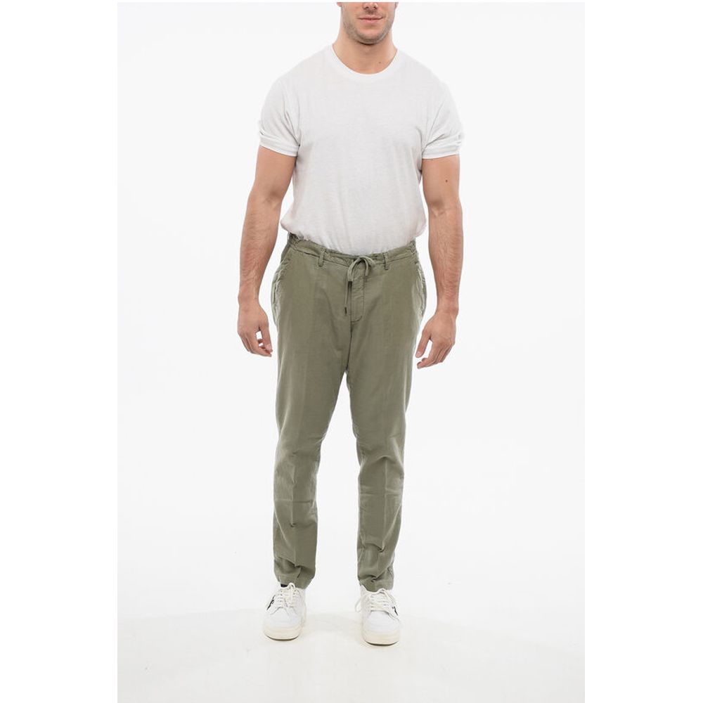 Corneliani CC COLLECTION Linen Blend Pants with Drawstringed Waist - Image 4