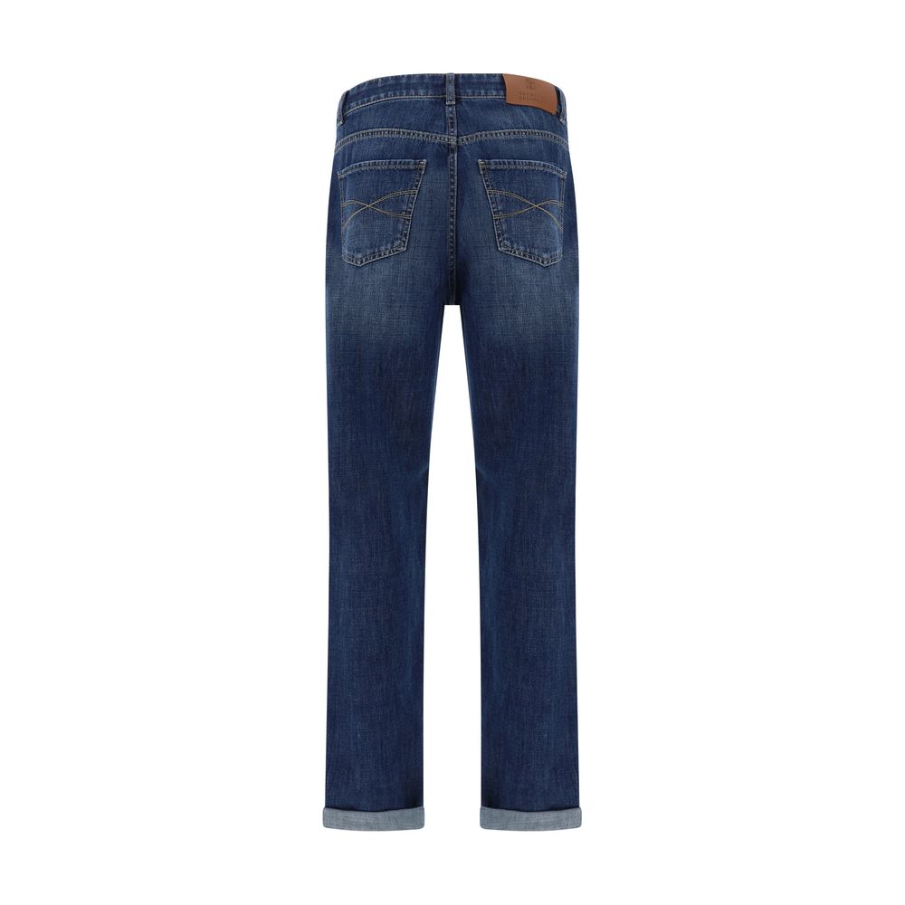 Brunello Cucinelli Blue Cotton Straight-Leg Jeans - Image 2