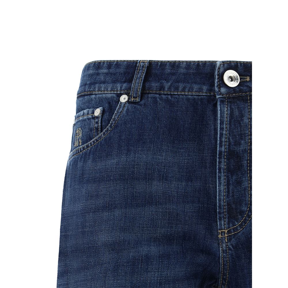 Brunello Cucinelli Blue Cotton Straight-Leg Jeans - Image 3