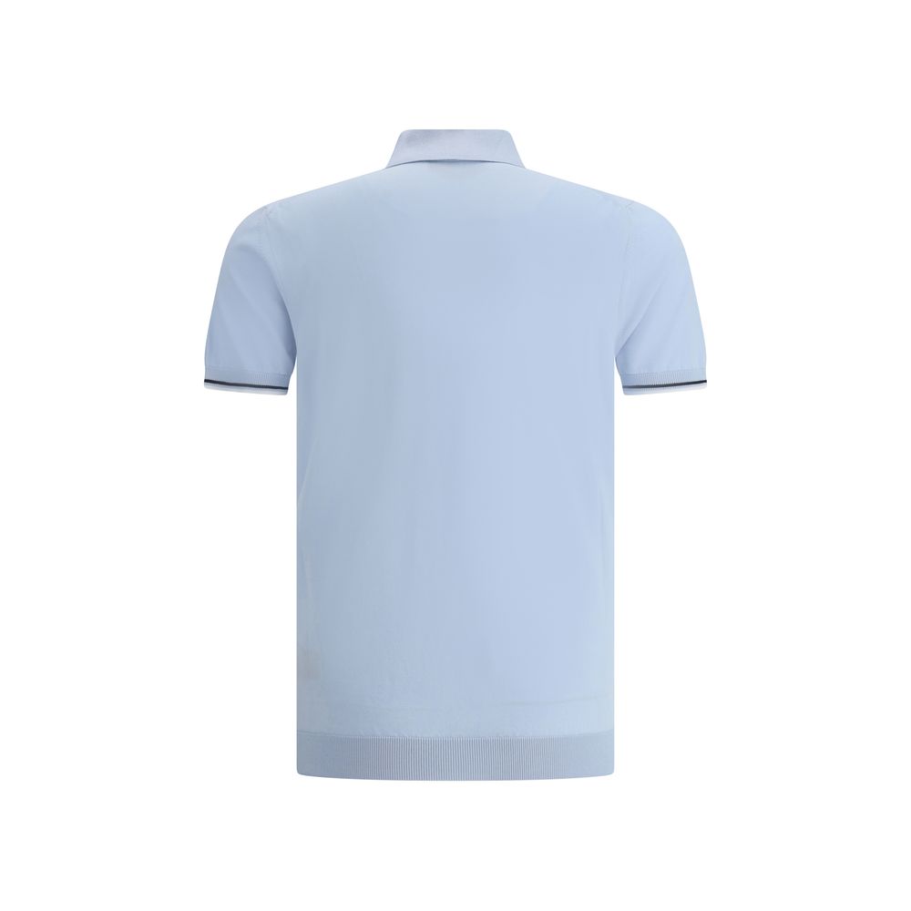 MooRER Light Blue Cotton Polo Shirt - Image 2