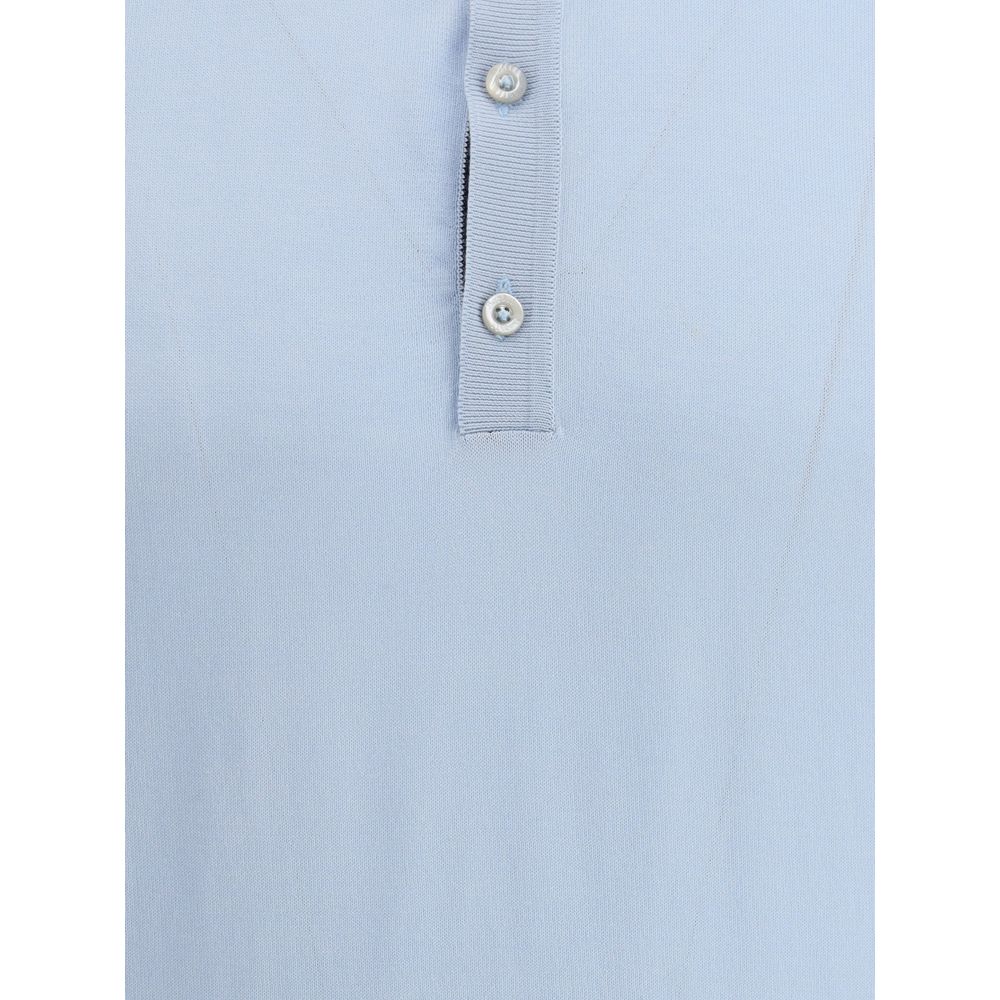 MooRER Light Blue Cotton Polo Shirt - Image 3