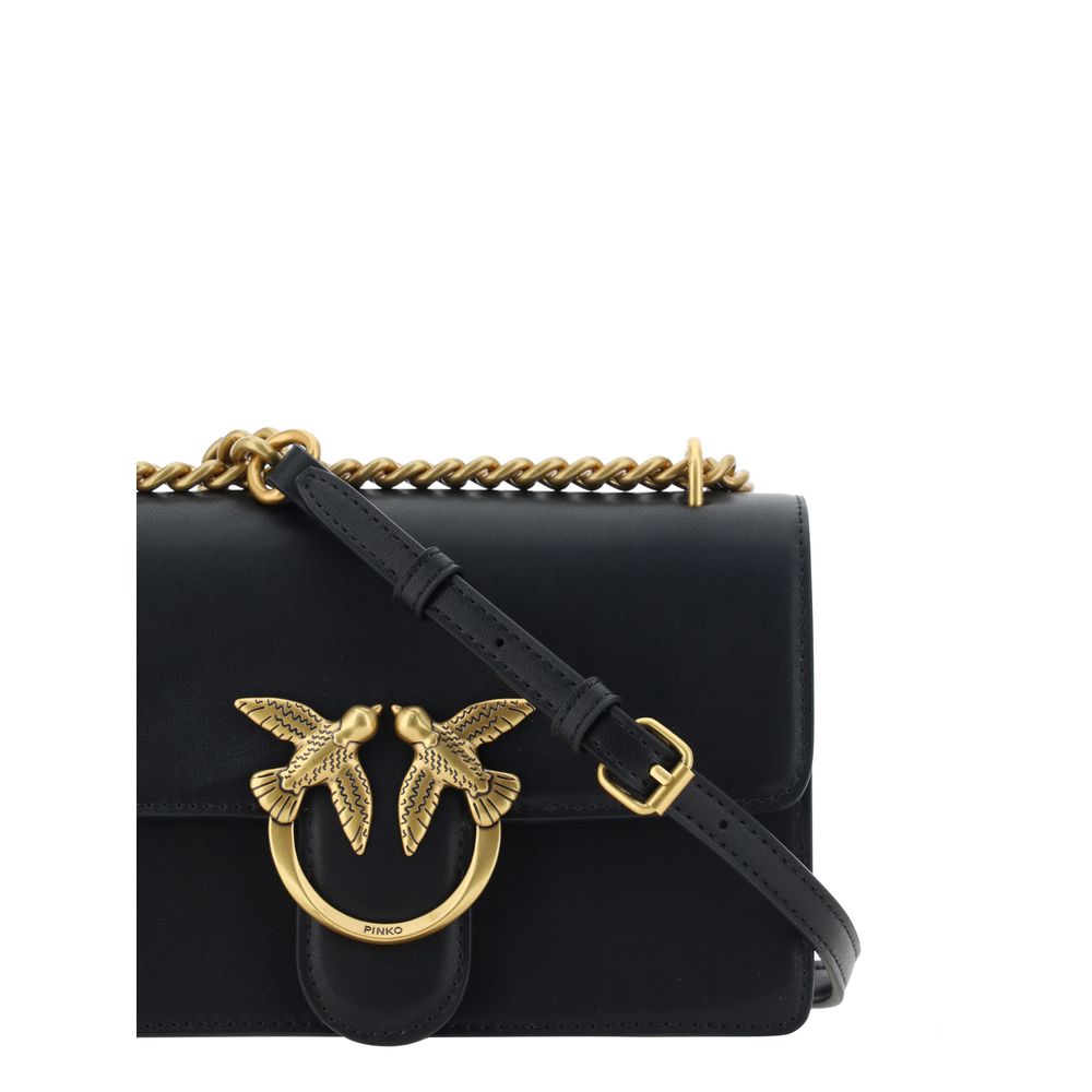 PINKO Black Calf Leather Bos Taurus Shoulder Bag - Image 4
