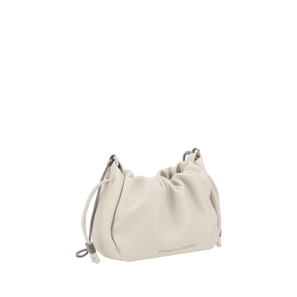 Brunello Cucinelli Beige Calf Leather Bos Taurus Shoulder Bag - Image 2