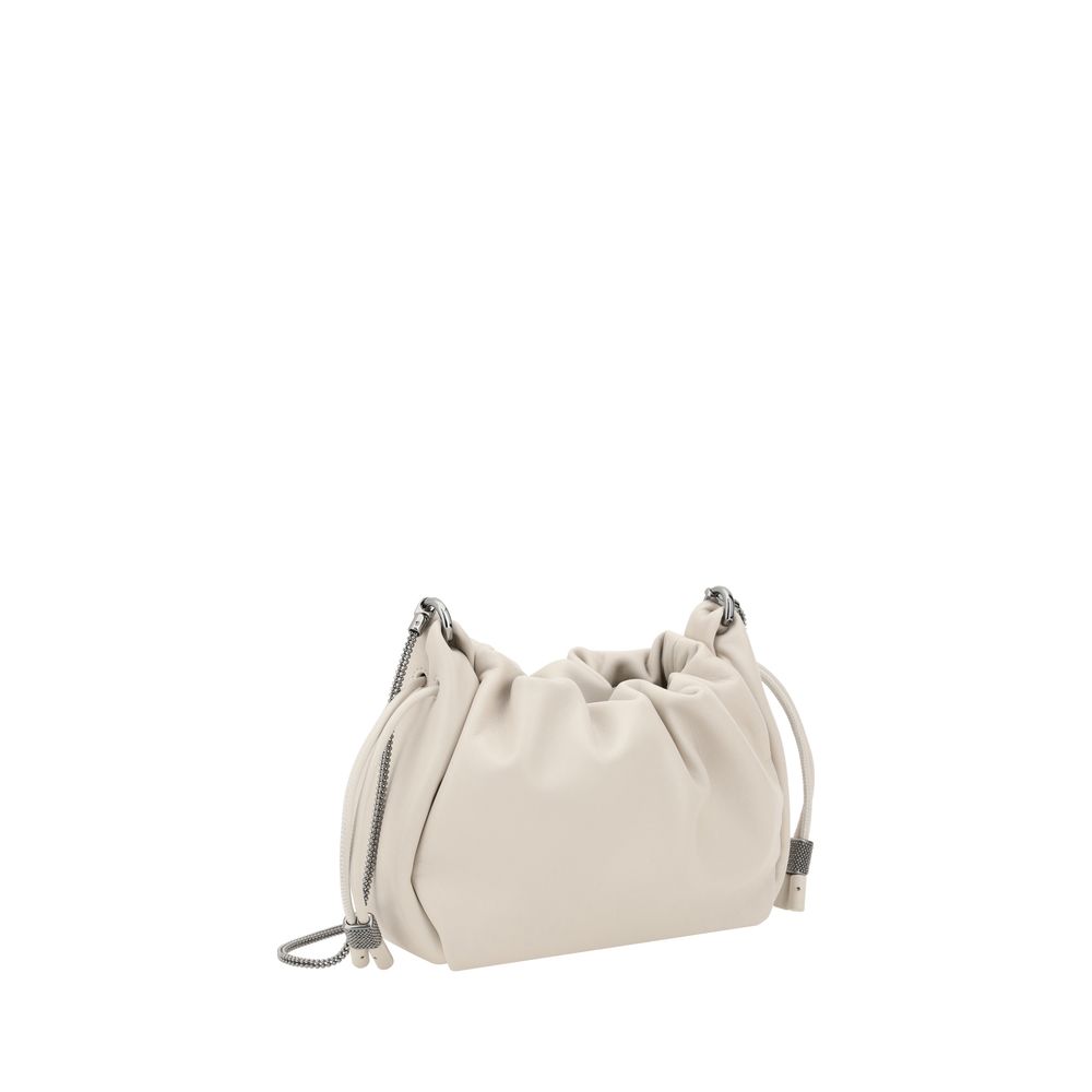 Brunello Cucinelli Beige Calf Leather Bos Taurus Shoulder Bag - Image 3