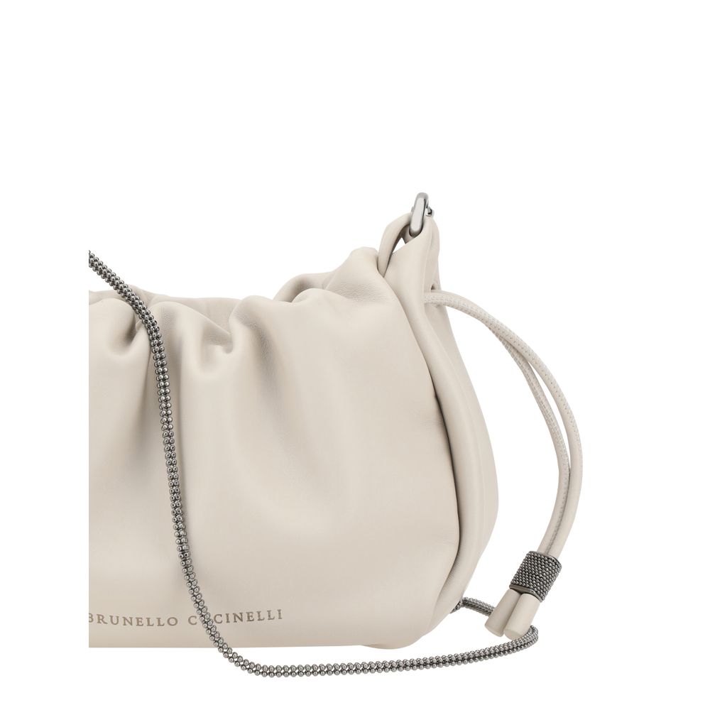 Brunello Cucinelli Beige Calf Leather Bos Taurus Shoulder Bag - Image 4