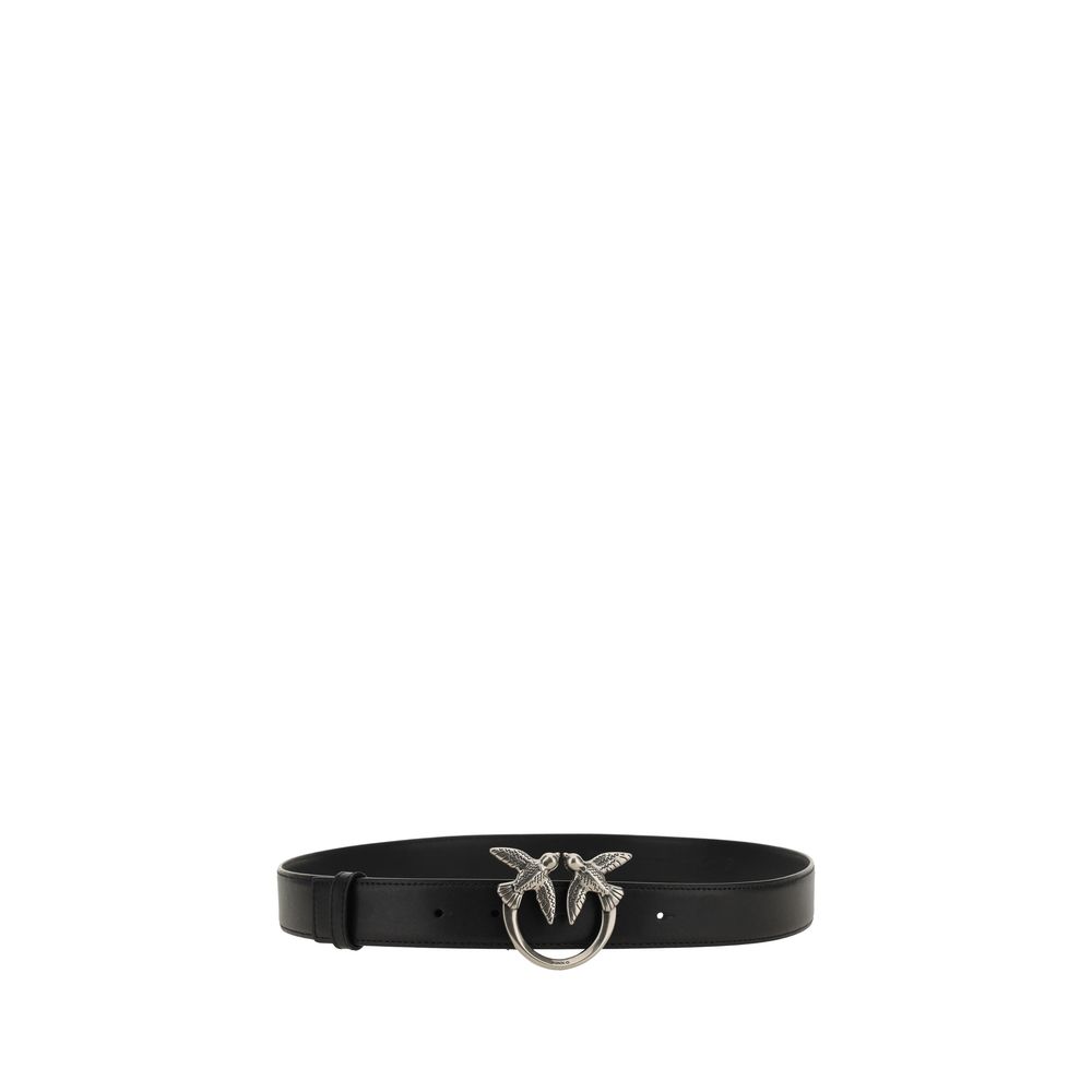PINKO Black Calf Leather Bos Taurus Regular Belt - Image 2