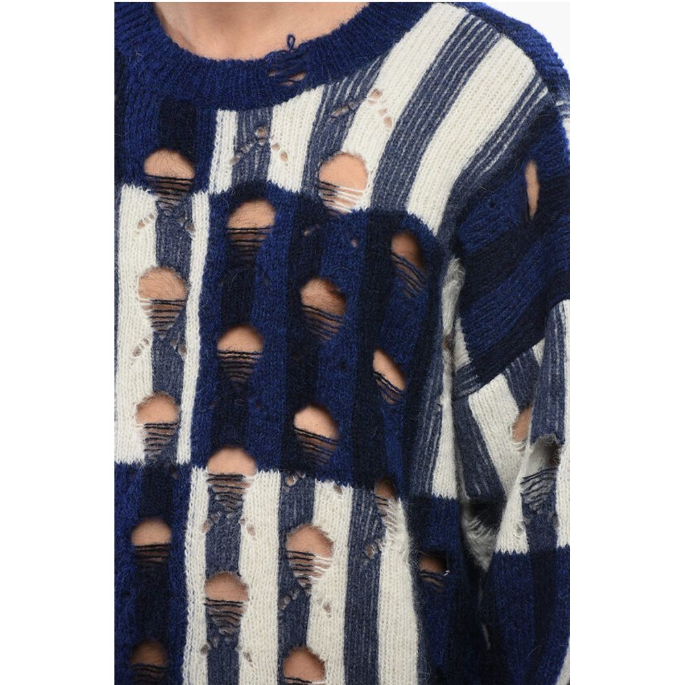 Off-White Distressed Effect SHIBORI Tartan Crewneck Sweater - Image 3