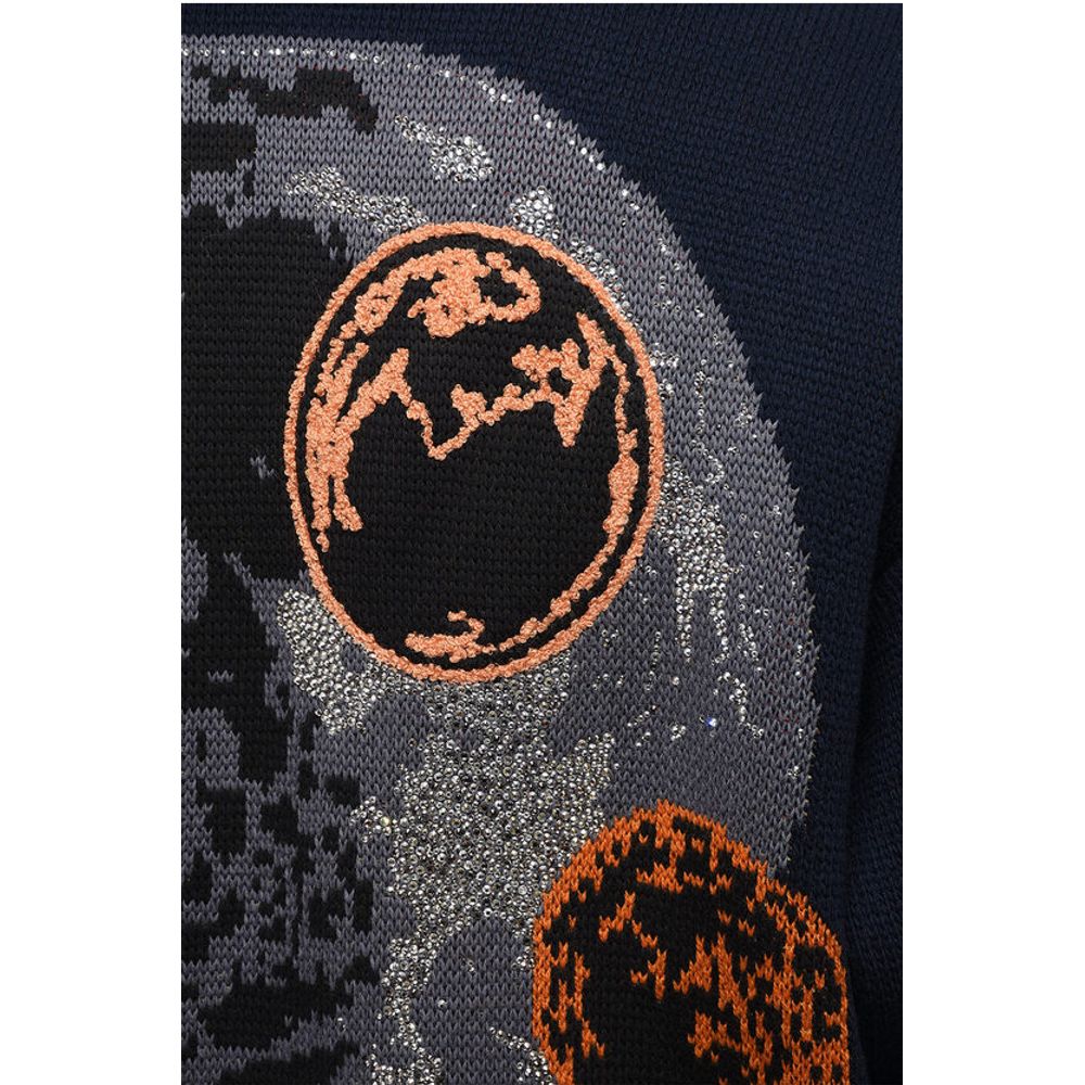 Off-White Embroidered MOON PHASE Wool Blend Cardigan - Image 4